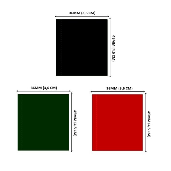 Lacre em PVC Termo Encolhível 36mm X 45mm (Preto, Vermelho e Verde) - 1.000 unidades