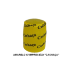 Cápsulas Fechadas em PVC Termo Encolhível 34mm X 40mm Amarelo c/ Impressão "Cachaça" - 100 unidades